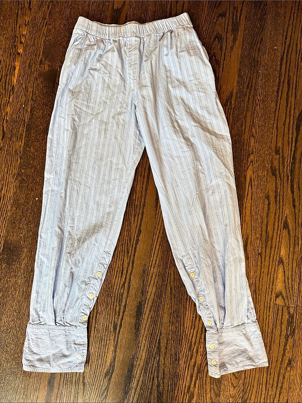Zara Blue Striped Shirt Sleeve PajamaPants Size Medium Like New